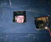 Rialto Matthew Reilly peeking while saving the Rialto Theater